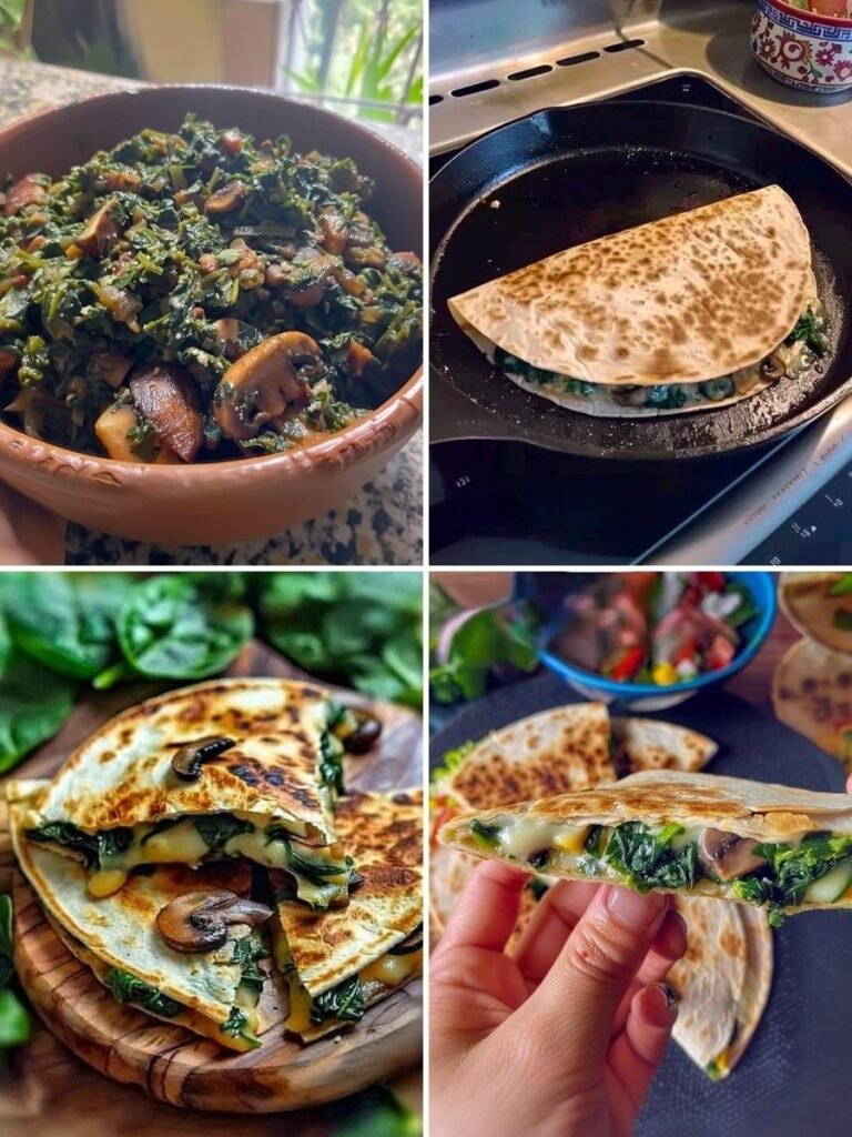 Vegan Spinach Mushroom Quesadillas