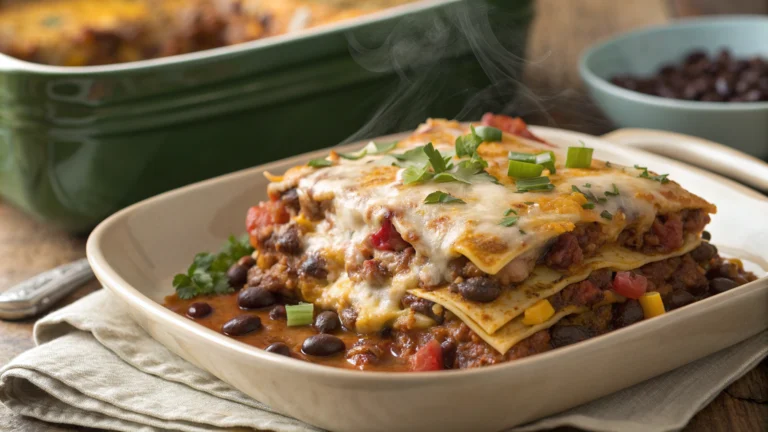 Cheesy Beef Enchilada Casserole with Beans: Melted Bliss Alert