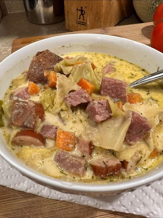 Creamy Smoked Sausage & Ham Stew