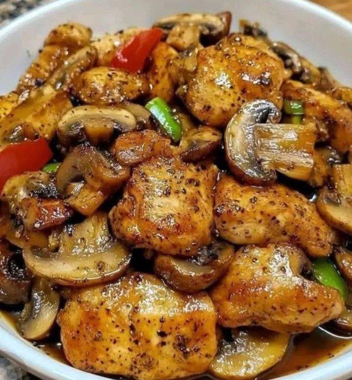 Black Pepper Chicken with Mushrooms