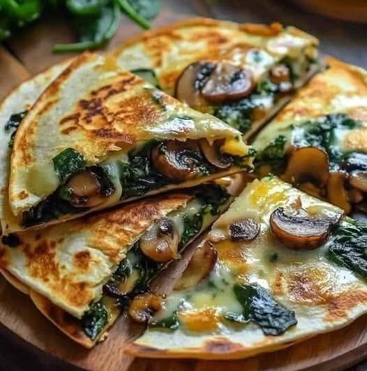 Vegan Spinach Mushroom Quesadillas