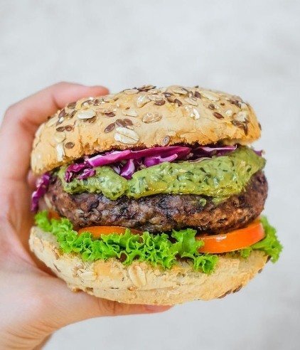 Black Bean Burger with Avocado Pesto