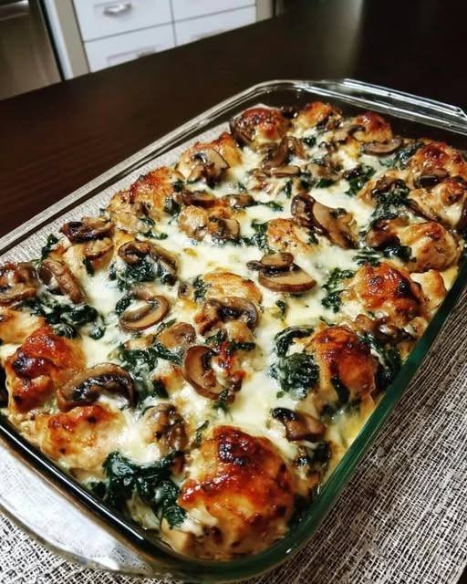 Chicken Spinach & Mushroom Low-Carb Oven Dish