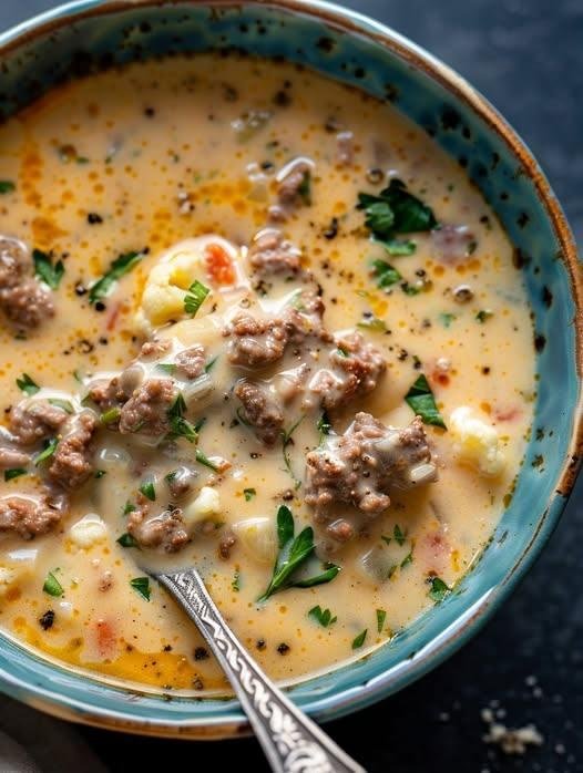 Low-Carb Cauliflower & Hamburger Soup