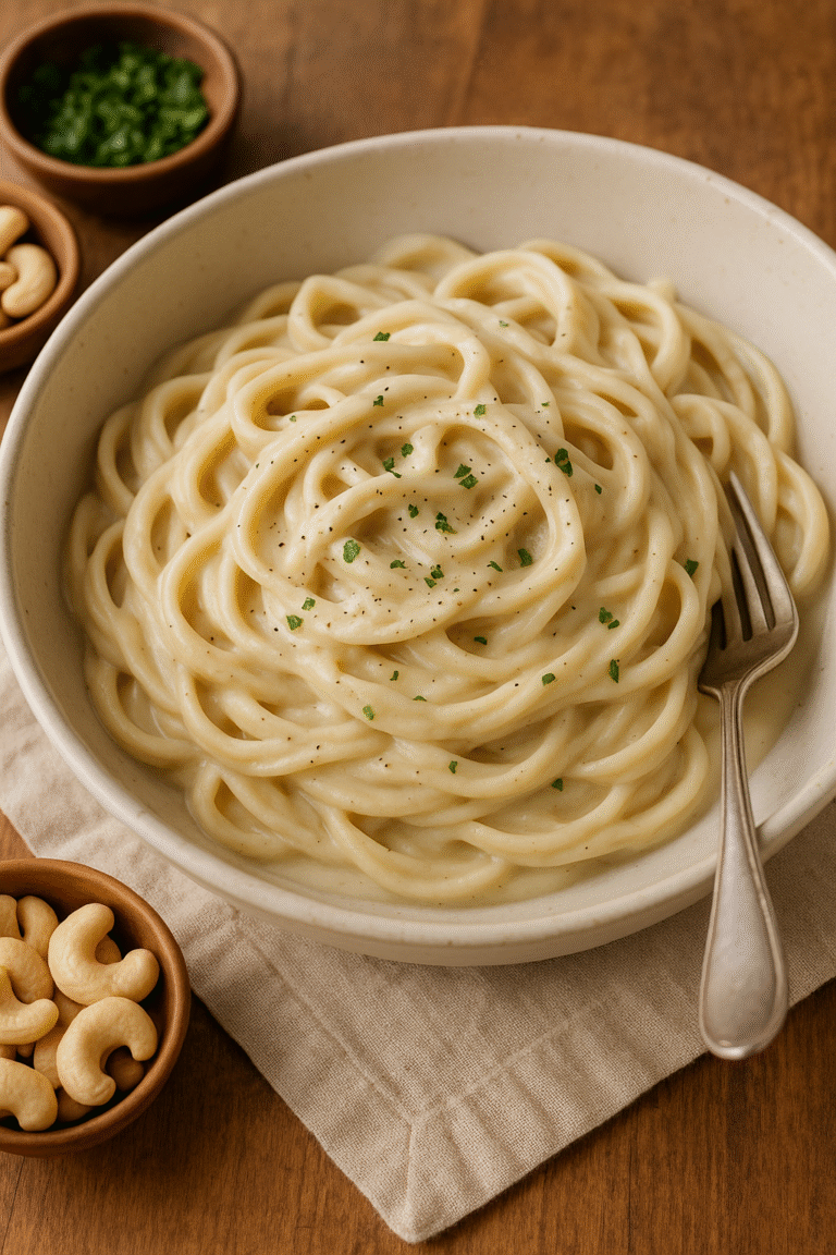 Creamy Cashew Alfredo Pasta