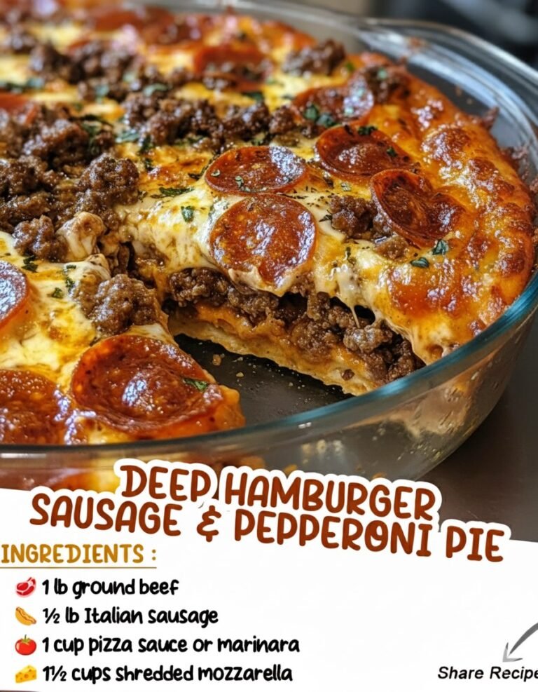 Deep Hamburger Sausage & Pepperoni Pie