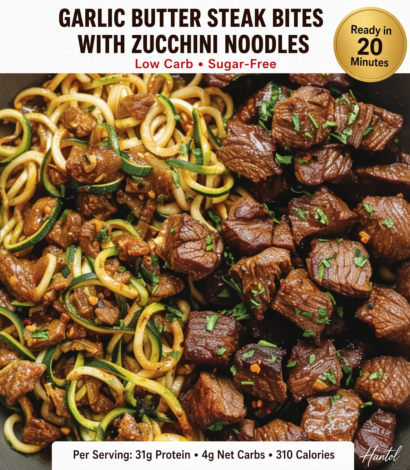 Garlic Butter Steak Bites with Zucchini Noodles