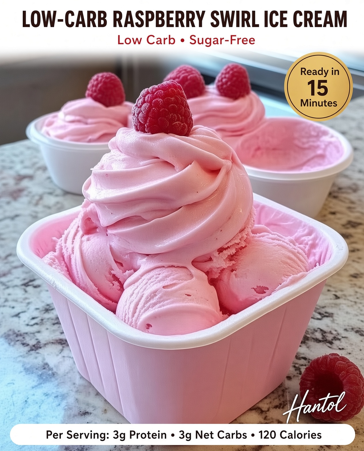 Low-Carb Raspberry Swirl Ice Cream