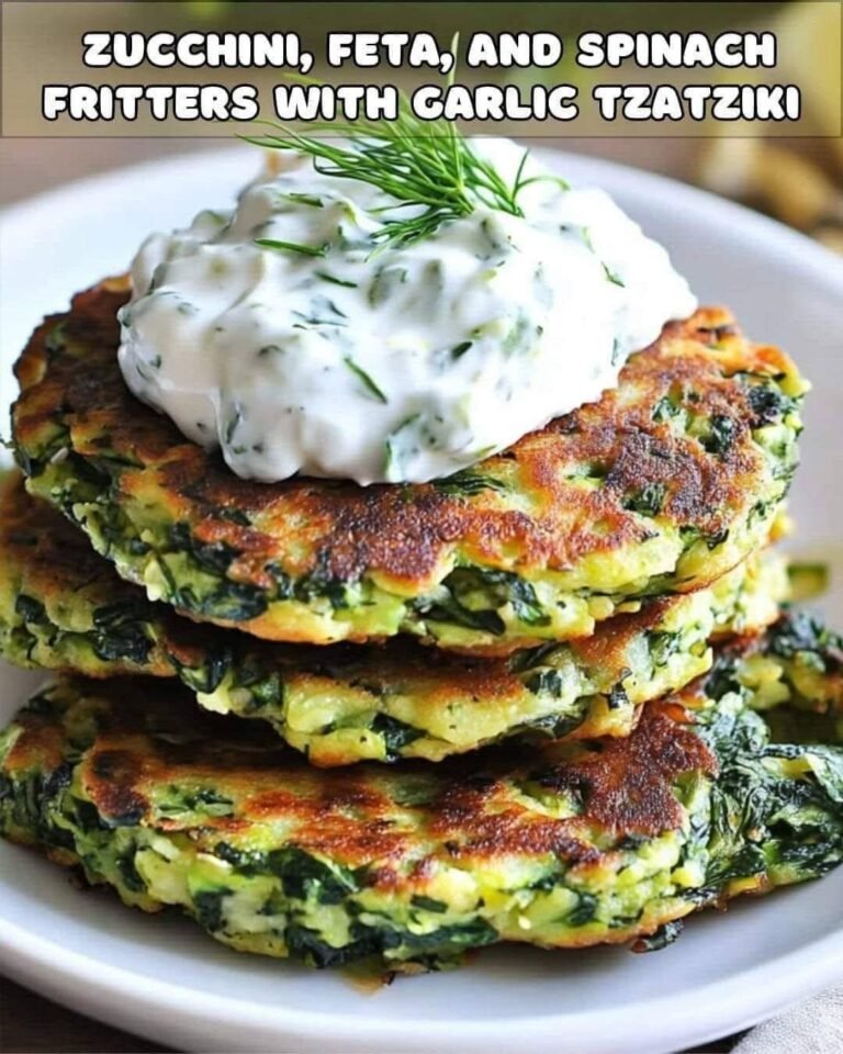 Vegan Zucchini and Spinach Fritters with Creamy Garlic Tzatziki