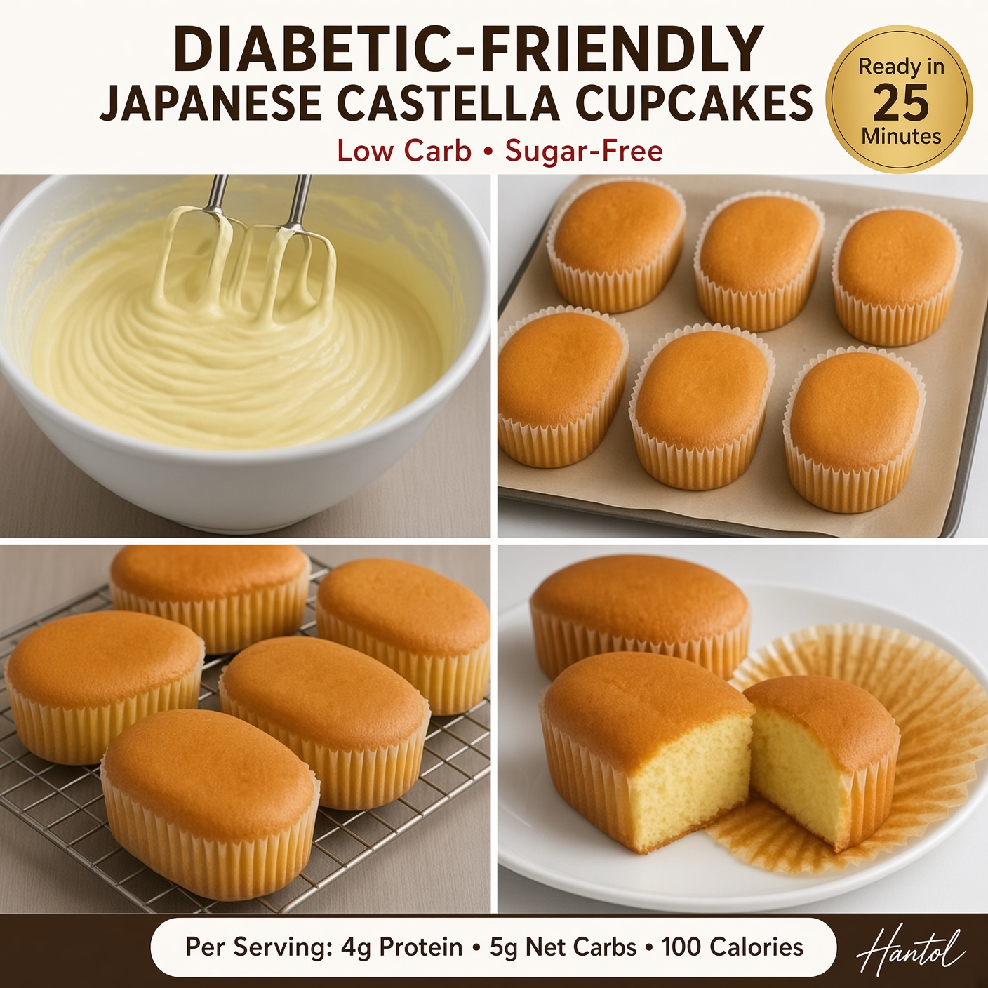 Diabetic-Friendly Japanese Castella Cupcakes