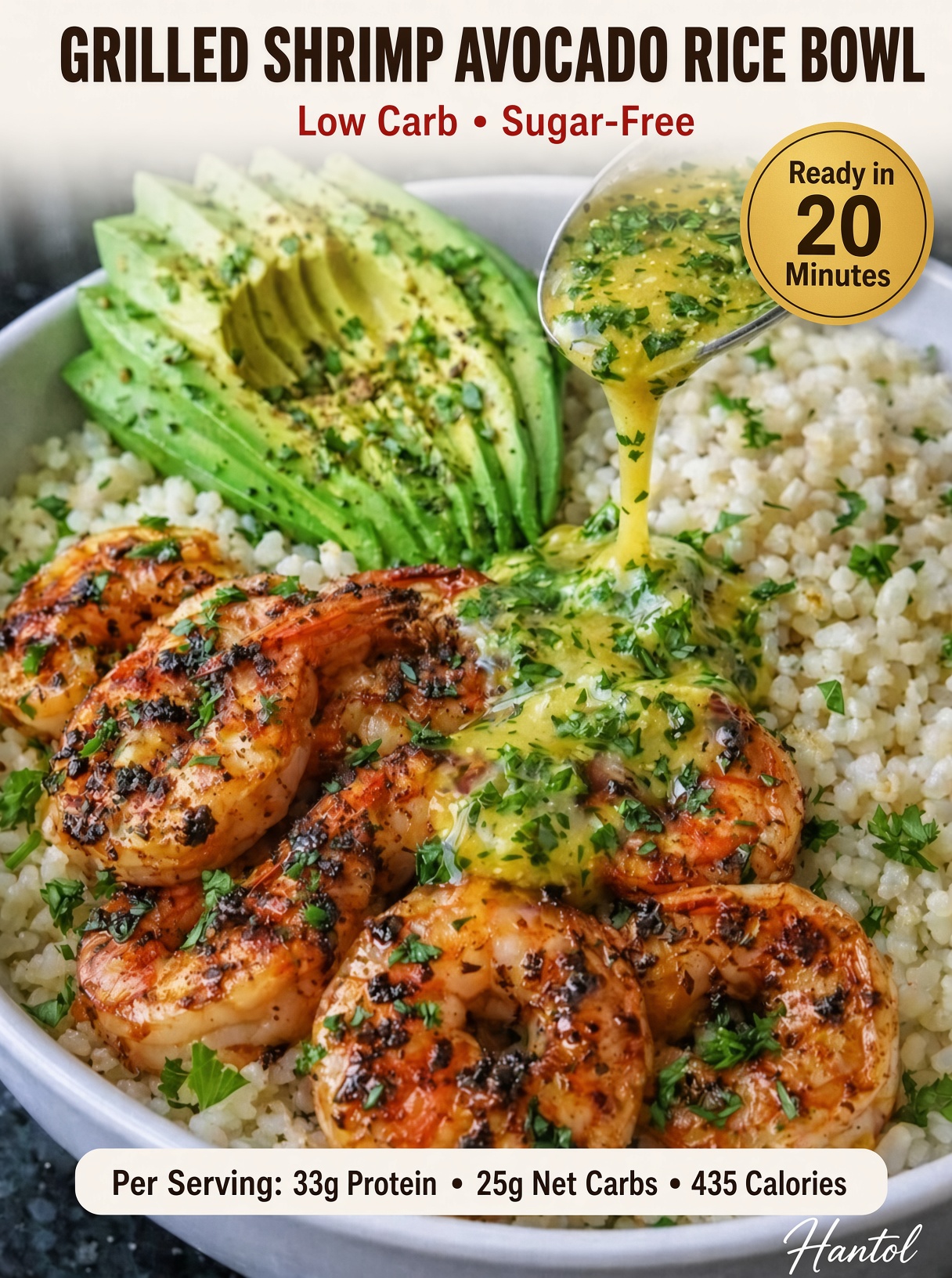 Grilled Shrimp Avocado Rice Bowl