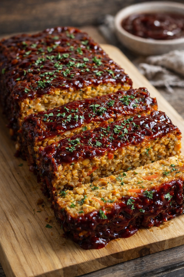 Vegan Barbeque Chickpea Loaf with Paprika Glaze