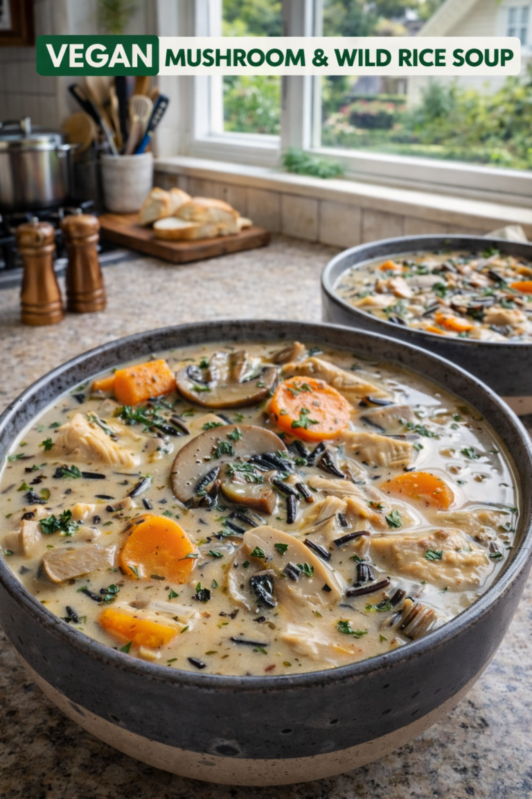 Creamy Vegan Mushroom & Wild Rice Soup