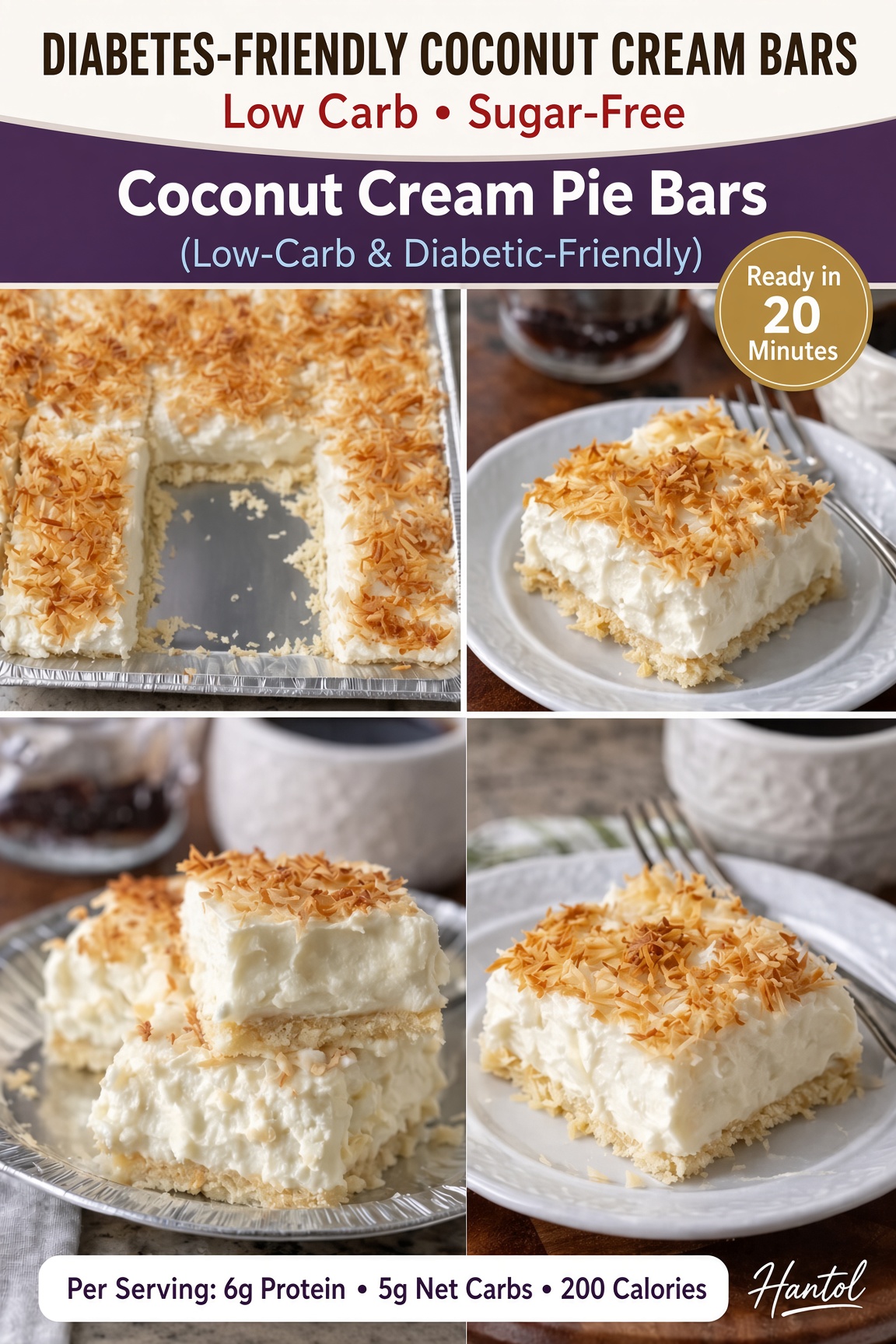 Diabetes-Friendly Coconut Cream Bars