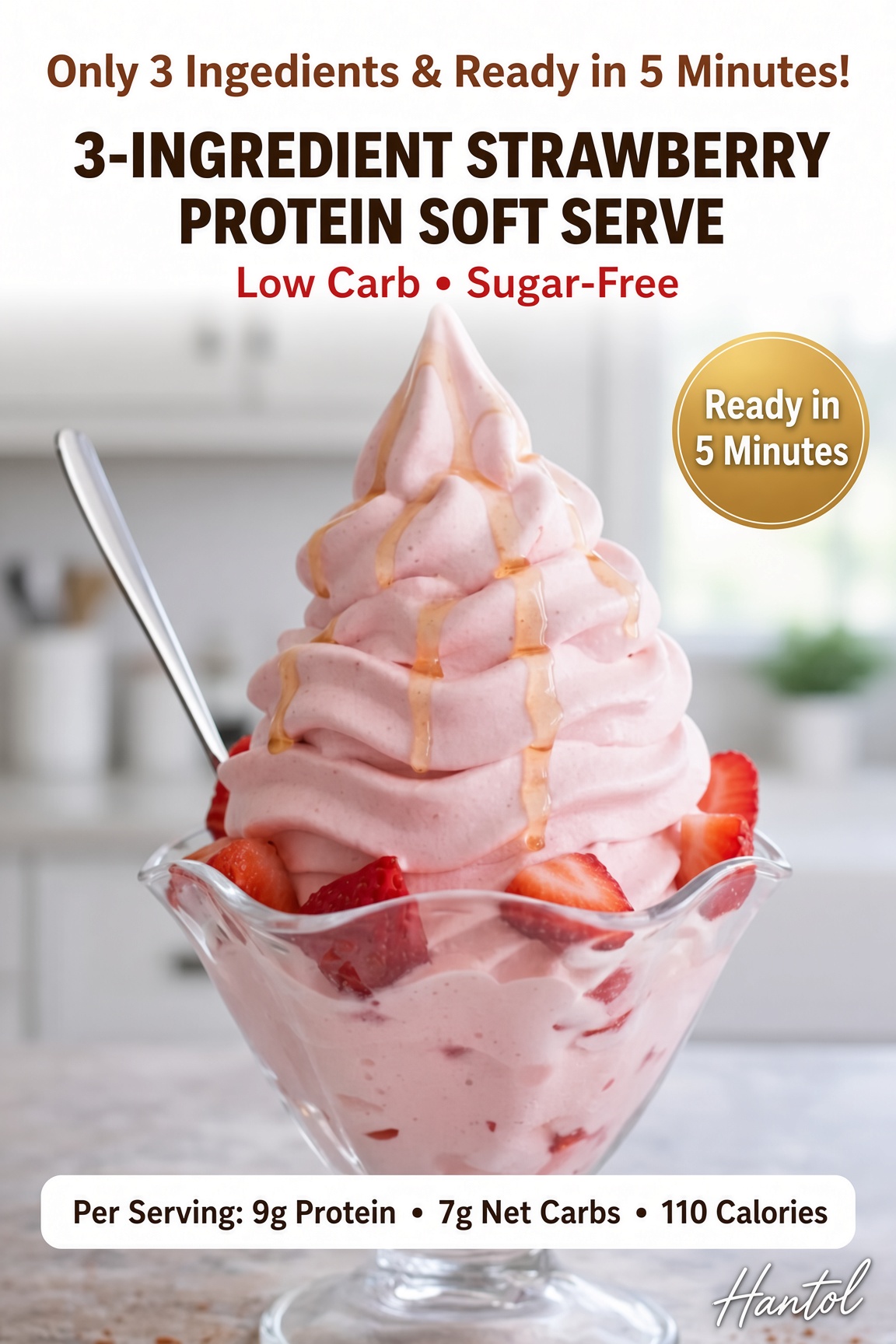 3-Ingredient Strawberry Protein Soft Serve