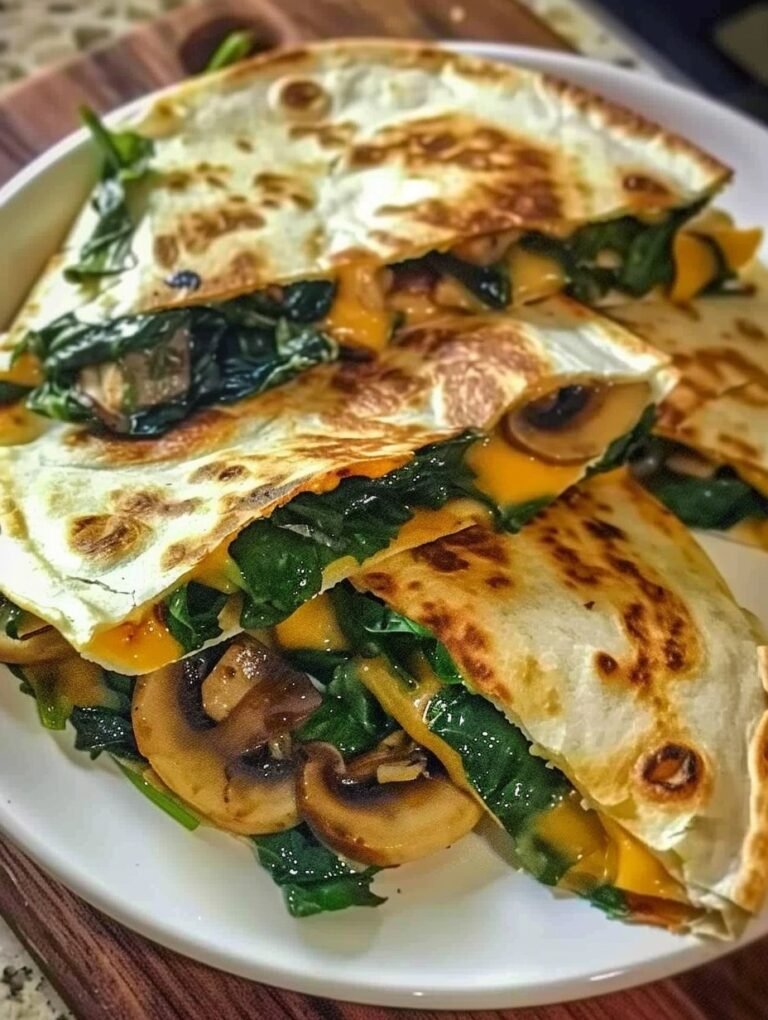 Vegan Spinach Mushroom Quesadillas