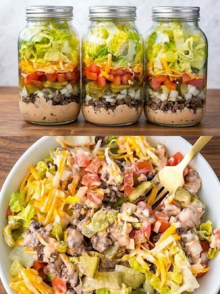 Big Mac Salad (Meal Prep Jars)