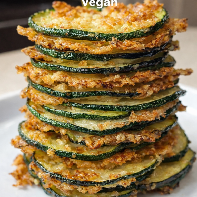 Crispy Vegan Zucchini Parmesan Stacks
