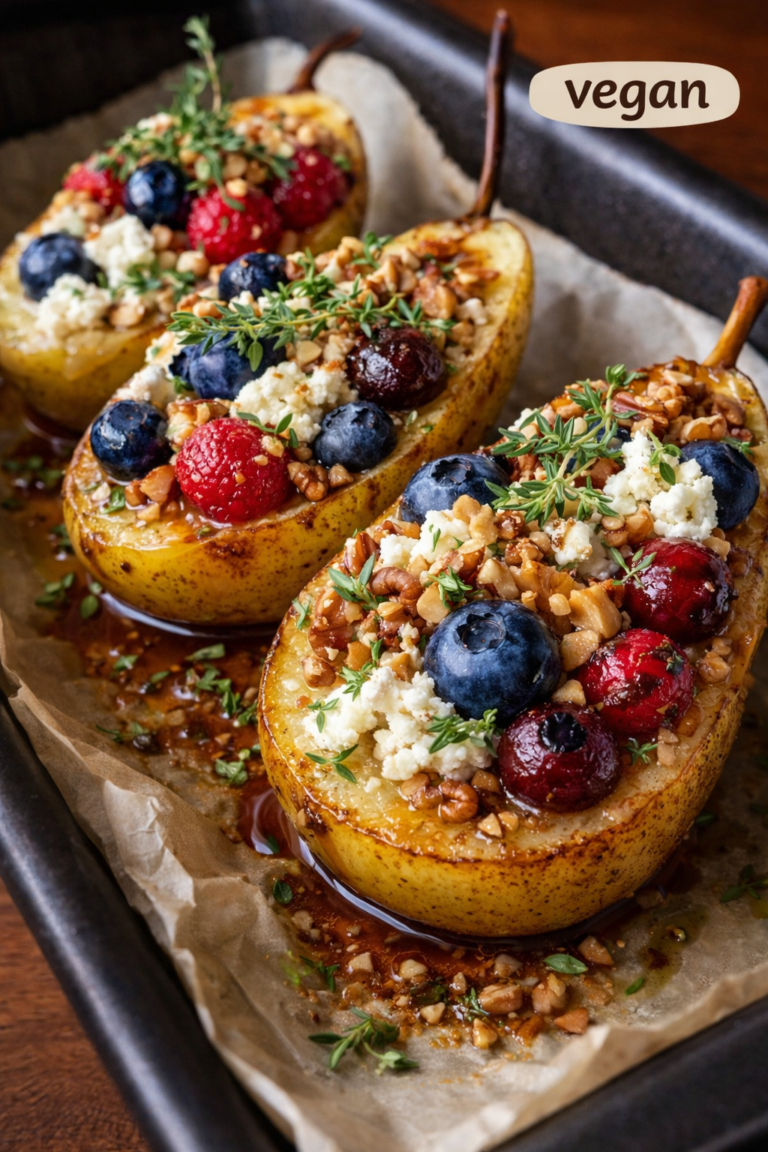 Vegan Baked Stuffed Pears