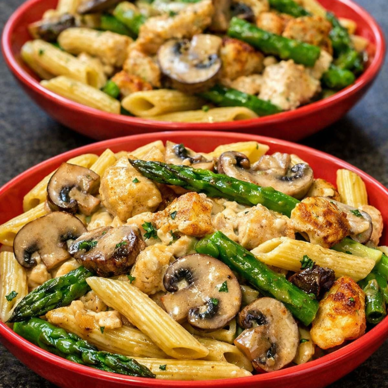 Vegan Creamy Mushroom Asparagus Pasta