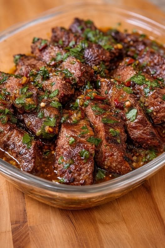 Diabetic-Friendly Garlic Steak Bites with Herb Sauce