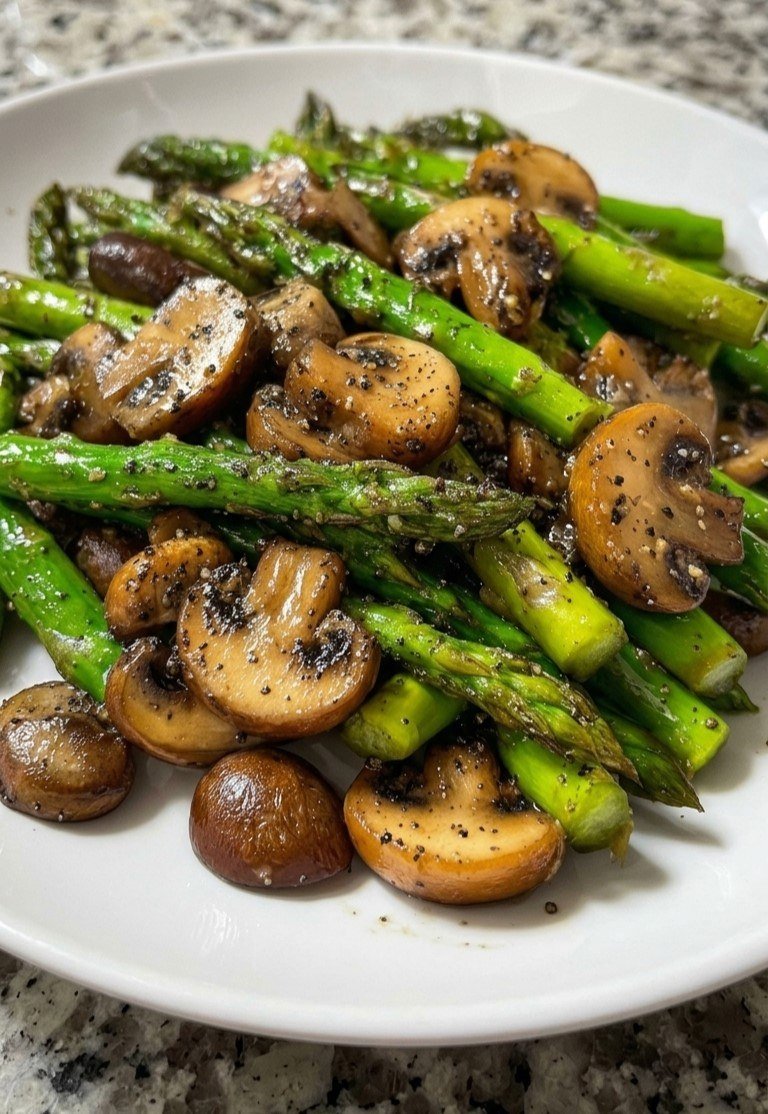 Vegan Sautéed Asparagus & Mushrooms