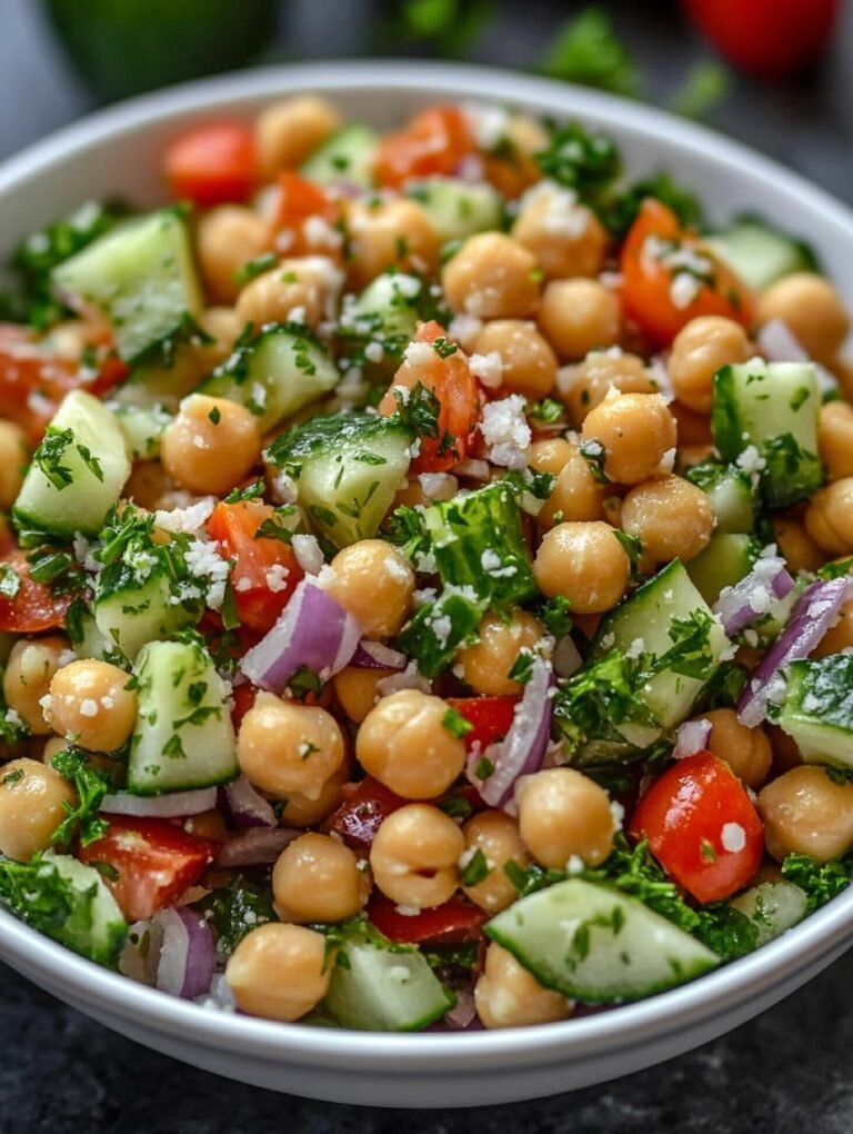 Vegan Chickpea Salad with Cucumber & Lemon