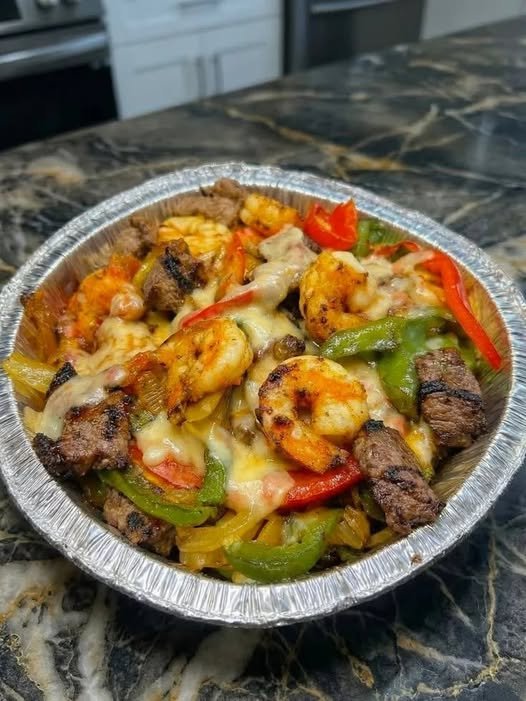 Cheesy Steak & Shrimp Skillet Bowl
