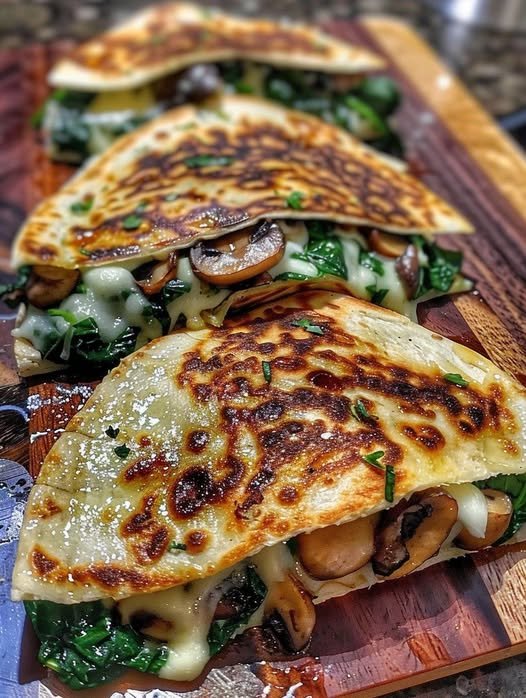 Vegan Spinach Mushroom Quesadillas