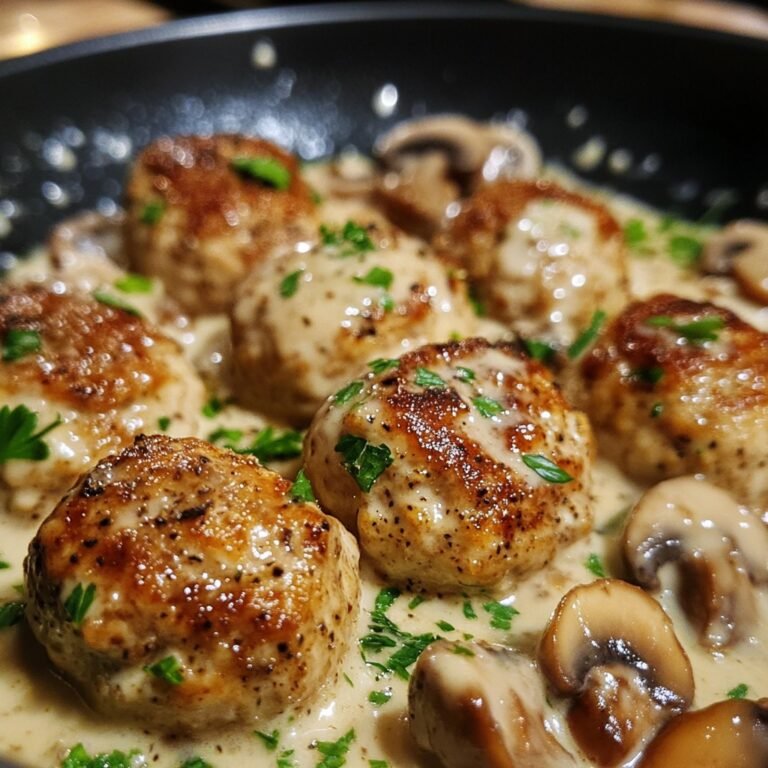 Homemade Vegan Meatballs with Creamy Mushroom Sauce