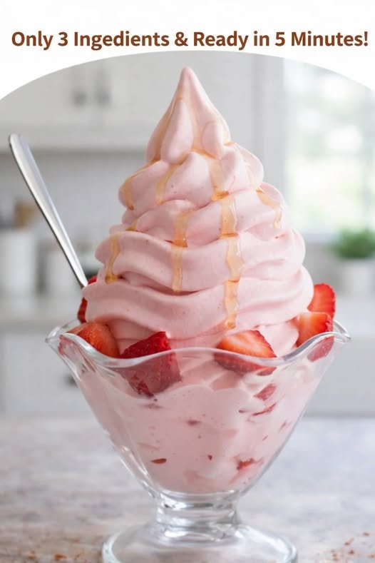 3-Ingredient Strawberry Protein Soft Serve