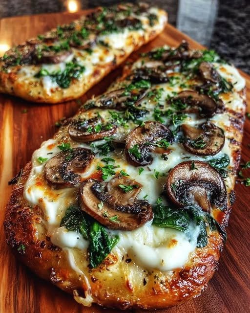Vegan Cheesy Mushroom Flatbread