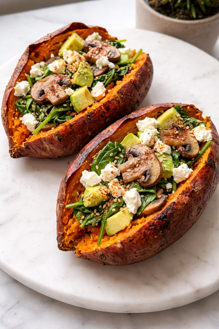 Loaded Vegan Stuffed Sweet Potatoes