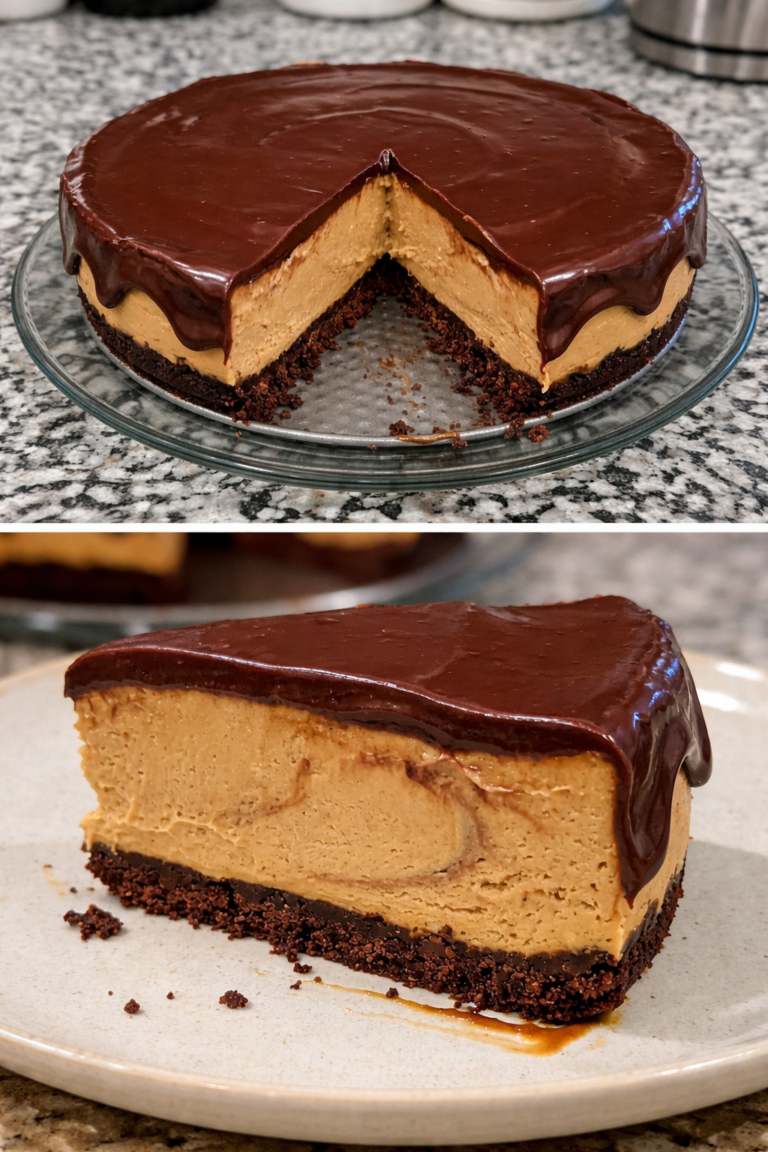 No-Bake Vegan Chocolate Peanut Butter Cheesecake