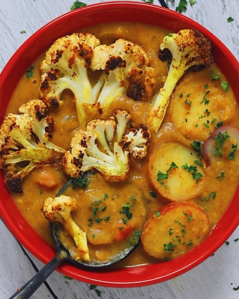 Vegan Roasted Cauliflower and Lentil Curry Soup