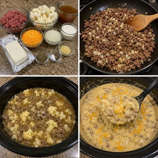 Cauliflower & Hamburger Soup
