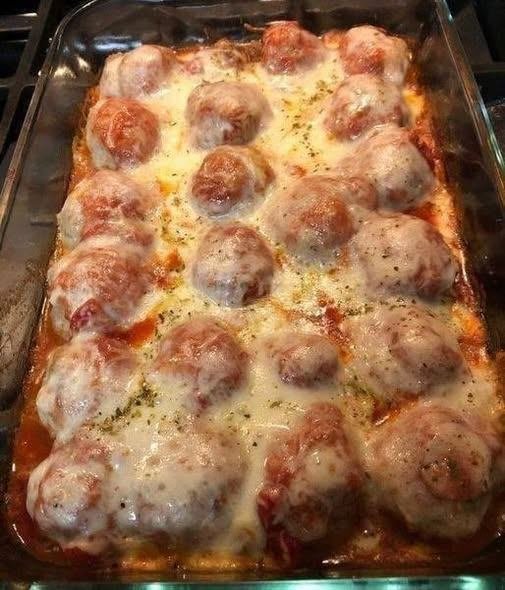 Zero Carb Cheesy Meatball Bake Casserole
