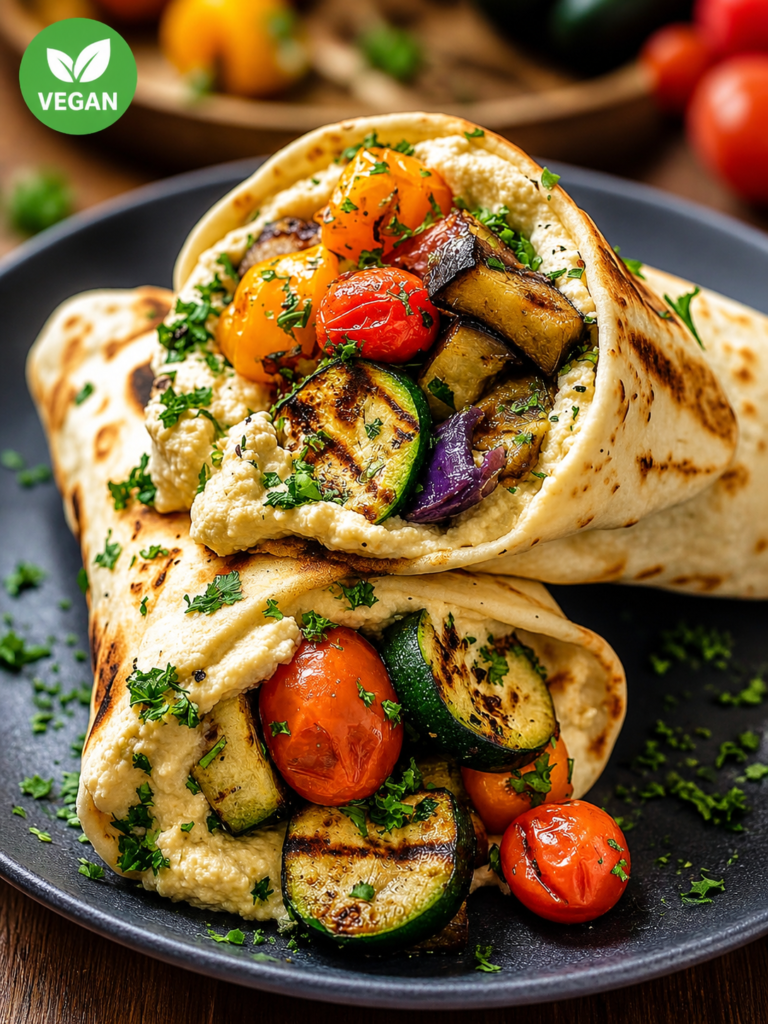 Vegan Roasted Veggie Hummus Wrap