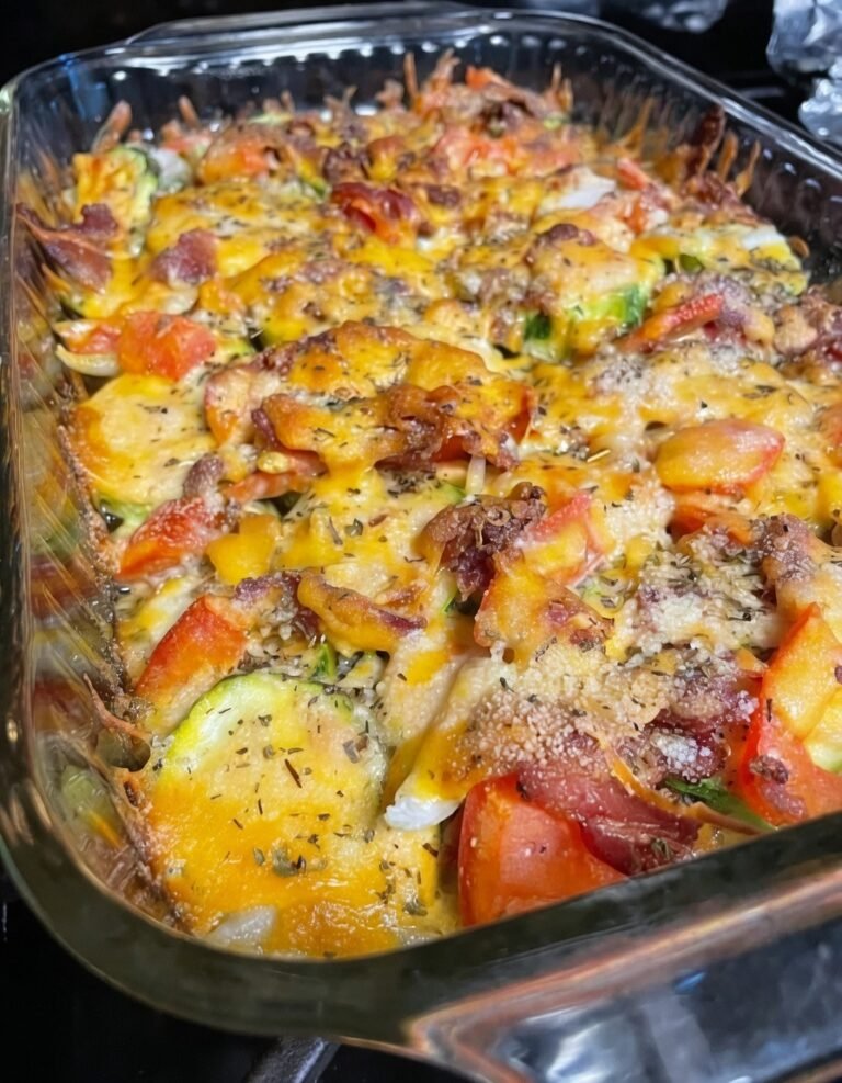 Loaded Cheesy Bacon Zucchini Casserole