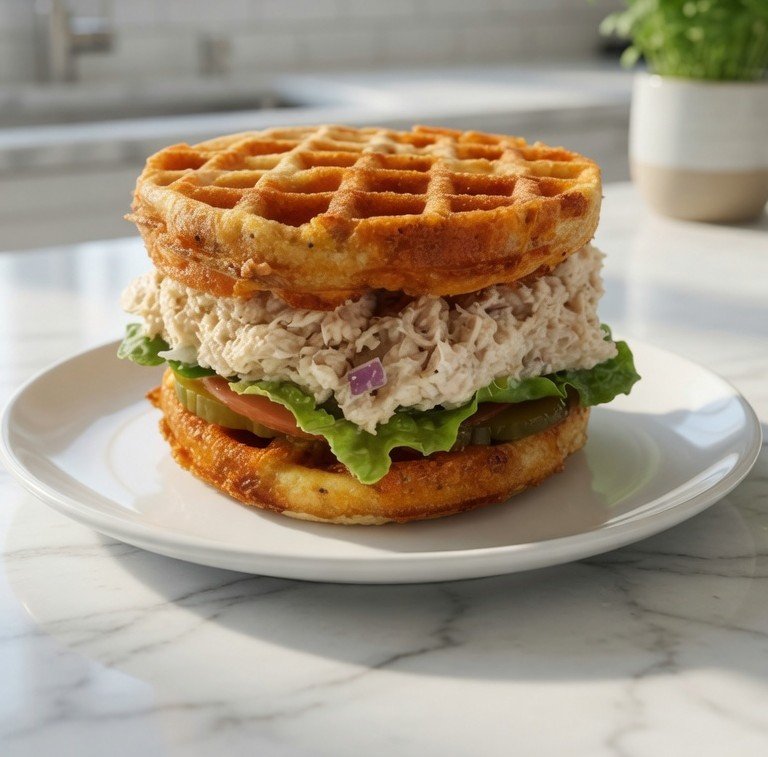 Low Carb Chicken Salad Chaffle Sandwich