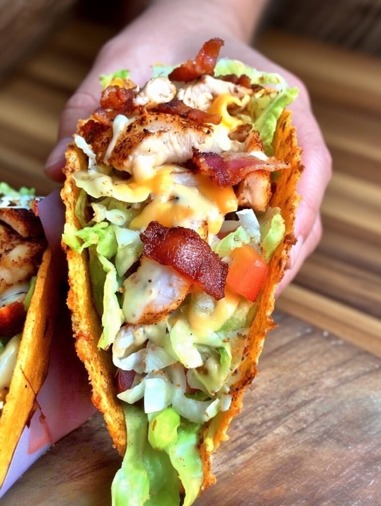 Crispy Cheese Shell Chicken Bacon Tacos