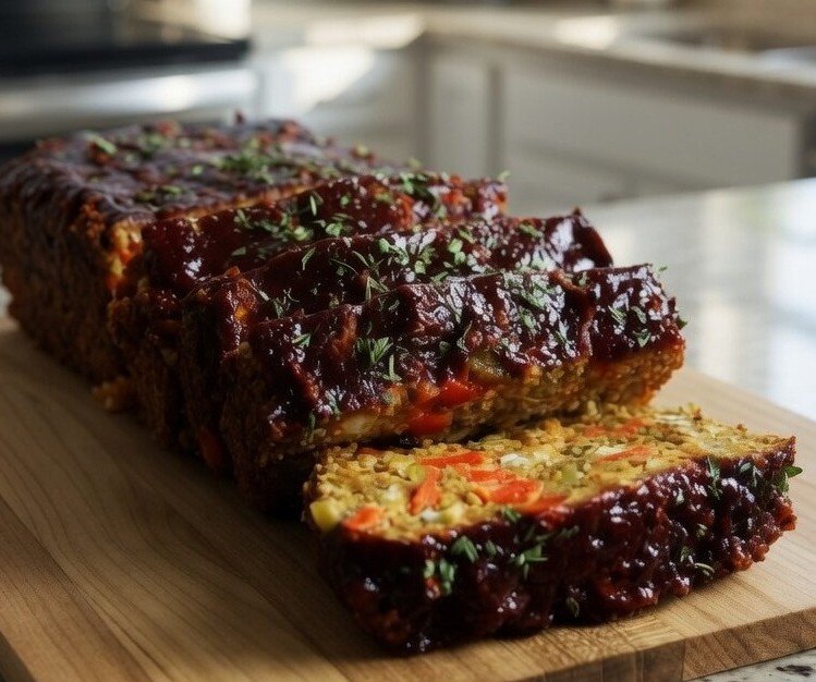 Vegan Lentil Meatloaf with Sticky BBQ Glaze