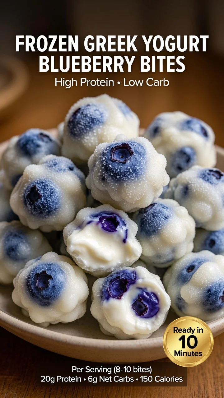High-Protein Frozen Greek Yogurt Blueberry Bites