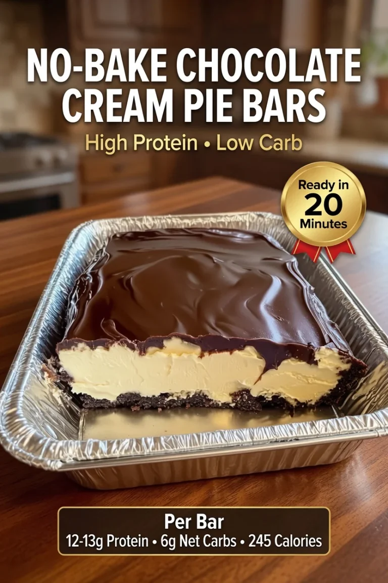 High-Protein No-Bake Chocolate Cream Pie Bars