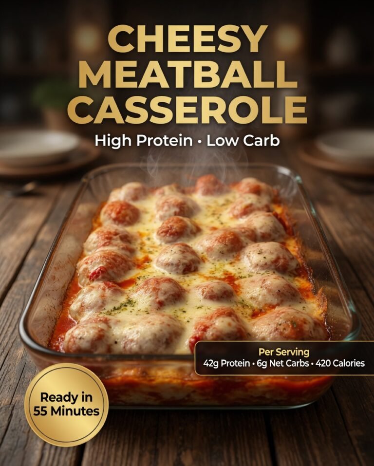 High-Protein Cheesy Meatball Casserole