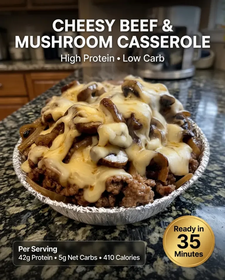 High-Protein Cheesy Beef & Mushroom Casserole