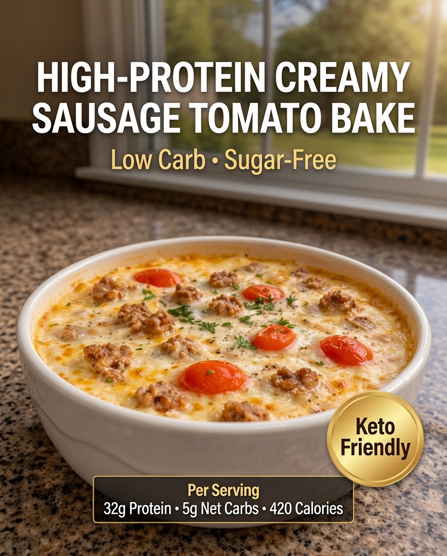 High-Protein Creamy Sausage Tomato Bake
