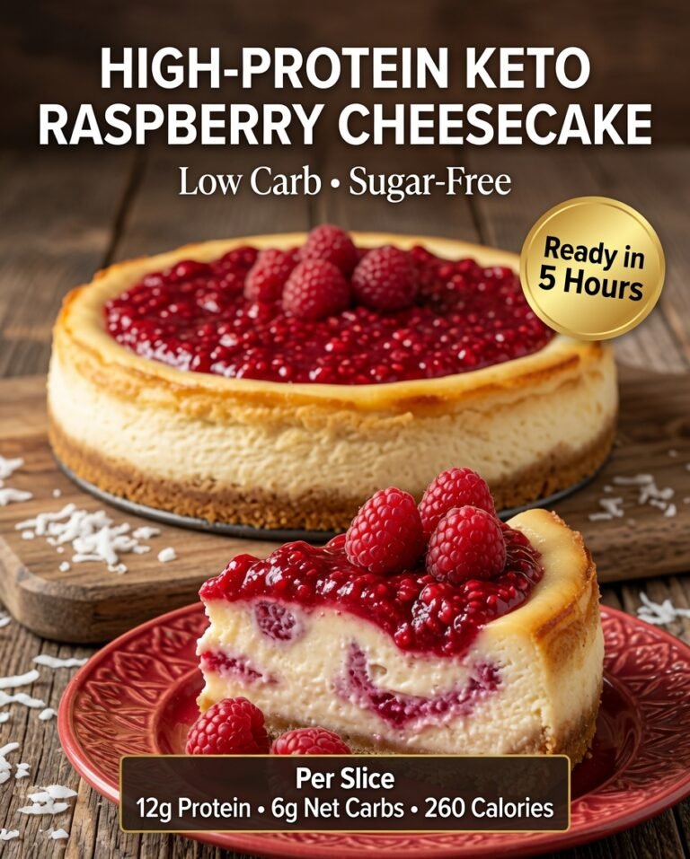 High-Protein Keto Raspberry Cheesecake