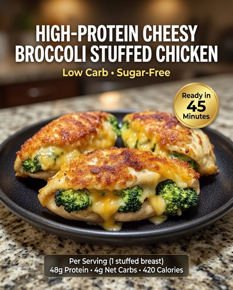 High-Protein Cheesy Broccoli Stuffed Chicken Breasts