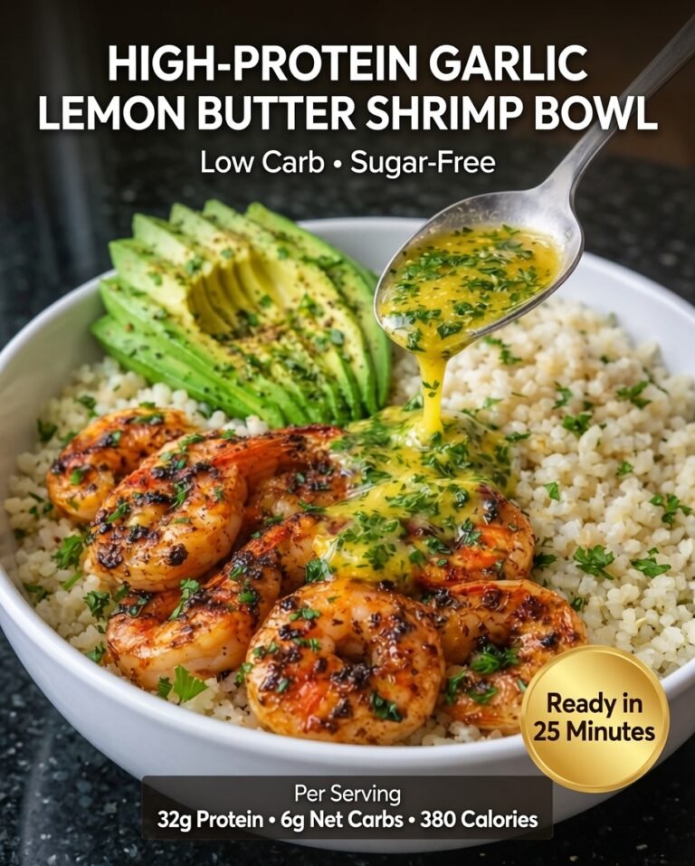 High-Protein Garlic Lemon Butter Shrimp with Cauliflower Rice